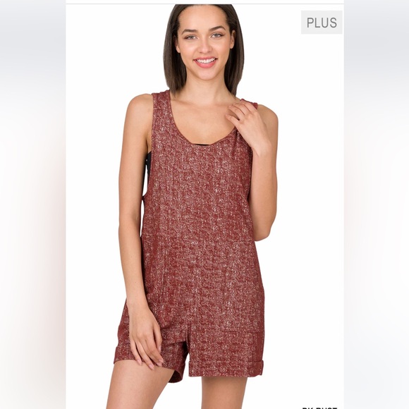 Zenana Outfitters Pants - NWT! Plus Size  Rust Romper with Front Pockets Super Stretchy Comfy Lightweight
